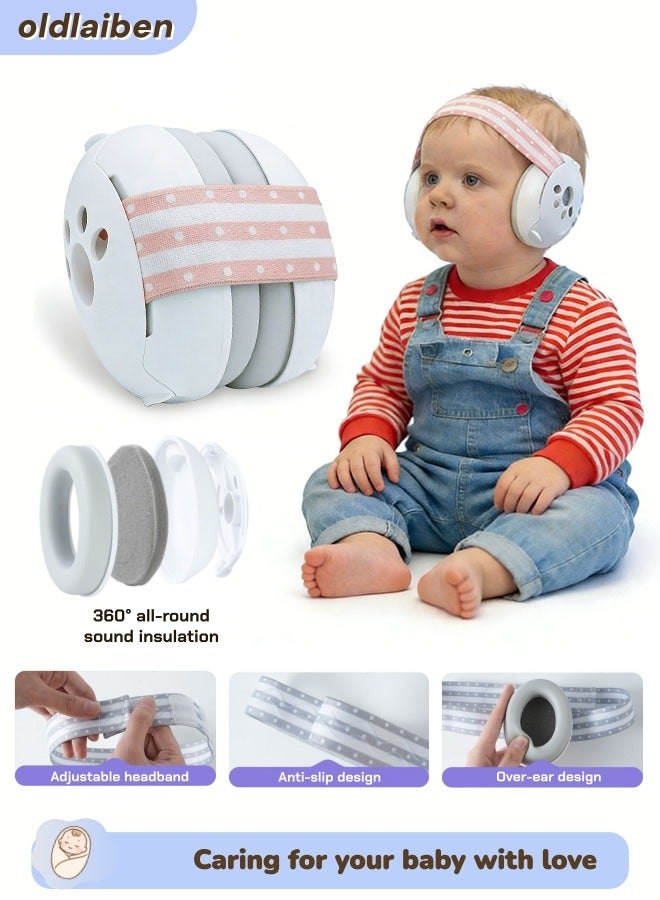 الدليبن واقيات أذن للأطفال، واقيات أذن للأطفال الرضع والأطفال حتى عمر 48 شهرًا، واقيات أذن عازلة للضوضاء، واقيات أذن قابلة للتعديل لحماية الأذن، حماية السمع وتحسين النوم، مناسبة للسفر (وردي) - Image 1